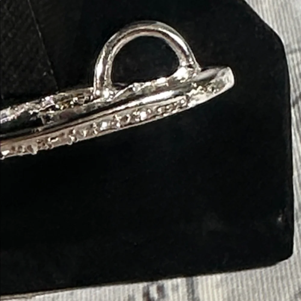 Elegant Silver Heart-Shaped Pendant CZ diamonds 2”